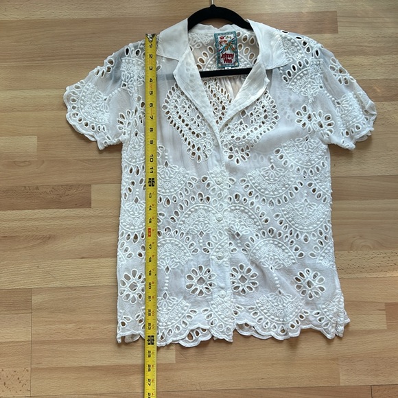Johnny Was Marietta cooper lace white top size xs great condition - Picture 5 of 6